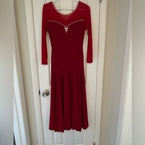 Red Ballroom Dress / Dance Professional Competition Dress